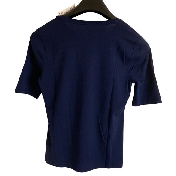 Lands End Blue Tencel Short Sleeve Crew Neck Tee Shirt - M - Picture 2 of 5